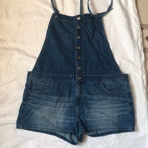 AE | Denim Short Overalls